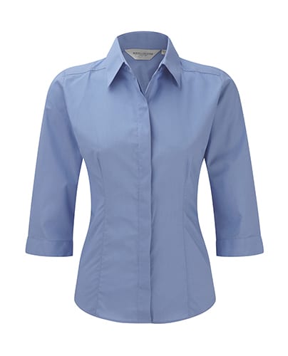 Russell Collection R-926F-0 - Popelin Bluse mit 3/4 Arm