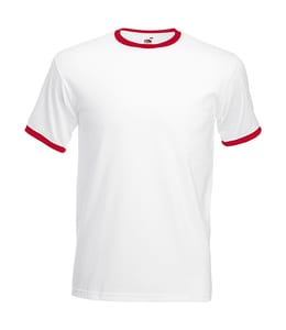 Fruit of the Loom 61-168-0 - Ringer T-Shirt Weiß / Rot