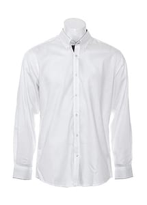 Kustom Kit KK190 - Contrast Premium Oxford Button Down Shirt LS Weiß / Navy
