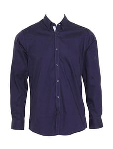 Kustom Kit KK190 - Contrast Premium Oxford Button Down Shirt LS Navy/Light Blue