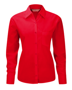 Russell Collection R-934F-0 - Popelin Bluse Langarm Classic Red
