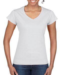 Gildan GN647 - Damen T-Shirt mit V-Ausschnitt aus 100% Baumwolle Weiß