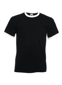 Fruit of the Loom SC245 - Herren Ringer T-Shirt aus 100% Baumwolle Schwarz / Weiß