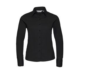 Russell Collection JZ16F - Langarmshirt Klassisch Twill-Hemd Schwarz