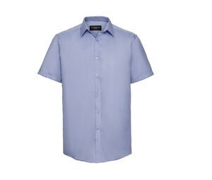 Russell Collection JZ963 - Kurzarm Hemd mit Fischgrätmuster helles blau