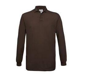 B&C BC425 - Langarm-Poloshirt aus 100% Baumwolle Braun