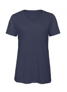 B&C BC058 - Damen-Tri-Blend V-Ausck T-Shirt Heather Navy