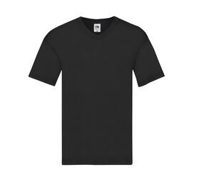 Fruit of the Loom SC224 - Herren T-Shirt mit V-Ausschnitt aus 100% Baumwolle Schwarz