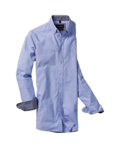 Russell Collection RU920M - LONG SLEEVE TAILORED WASHED OXFORD HERREN HEMD Oxford Blue/Oxford Navy