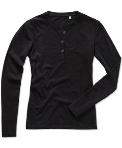 Stedman STE9580 - Langarm-Shirt mit Knöpfen für Damen Sharon Black Opal