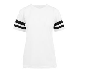 Build Your Brand BY033 - Damen T-Shirt mit gestreiften Ärmeln Weiß / Schwarz
