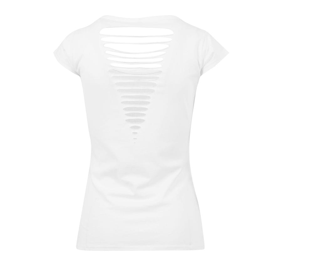 Build Your Brand BY035 - Geripptes Damen Shirt mit freiem Rücken