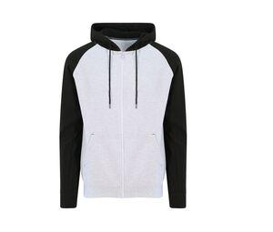 AWDIS JUST HOODS JH063 - Baseball-Sweatshirt mit Reißverschluss Heather Grey/ Black