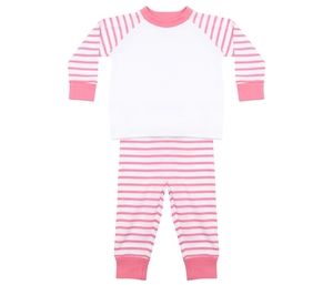 Larkwood LW072 - Gestreifter Kinderpyjama Pink Stripe / White
