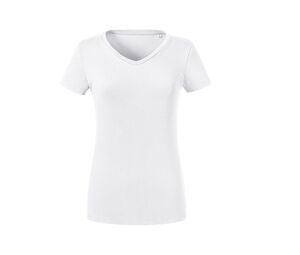 Russell RU103F - Bio-T-Shirt von Frauen mit V-Ausschnitt Weiß