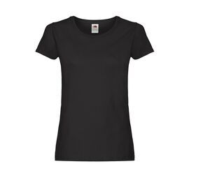 Fruit of the Loom SC1422 - Frauen rundes Nacken-T-Shirt Schwarz