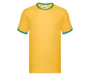 Fruit of the Loom SC245 - Herren Ringer T-Shirt aus 100% Baumwolle Sunflower/ Kelly Green