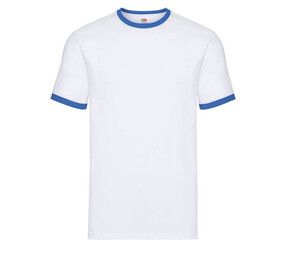 Fruit of the Loom SC245 - Herren Ringer T-Shirt aus 100% Baumwolle White / Royal Blue