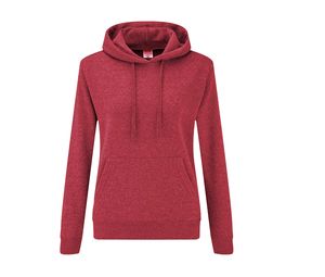 Fruit of the Loom SC269 - Frauen Hoodie mit Känguru-Tasche Vintage Heather Red