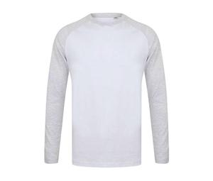 SF Men SF271 - Langarm-Baseball-T-Shirt White / Heather Grey