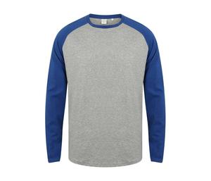 SF Men SF271 - Langarm-Baseball-T-Shirt Heather Grey/ Royal