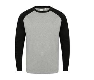 SF Men SF271 - Langarm-Baseball-T-Shirt Heather Grey/ Black