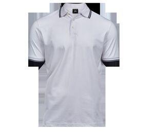Tee Jays TJ1407 - Herren-Luxus-Streifen-Polo Weiß / Navy
