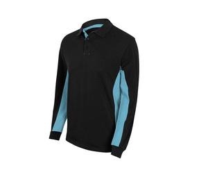 VELILLA V5514 - ZWEIFARBIGES POLO-SHIRT MIT LANGEM ÄRMELN Black / Sky Blue