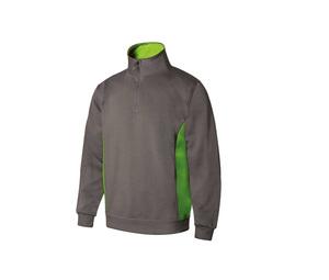 VELILLA V5704 - SWEAT BICOLORE COL ZIPPÉ Grey/ Lime