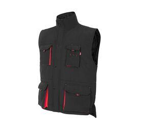 VELILLA V5902 - GILET MATELASSÉ BICOLORE MULTI-POCHES Schwarz / Rot