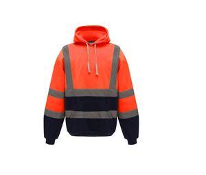 Yoko YKK05 - Reflektierendes Sweatshirt mit Reißverschluss-Kragen Hi Vis Orange/Navy