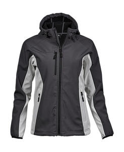 Tee Jays 9515 - Ladies' Hooded Lightweight Performance Softshell Dark Grey/Off White