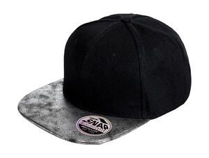 Result Headwear RC087X - Bronx Glitter Flat Peak Snapback Cap Black/Silver