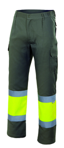 Velilla 157 - HV TWO-TONE TROUSERS KHAKI GREEN/HI-VIS YELLOW