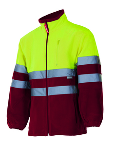 Velilla 183 - HV TWO-TONE FLEECE JACKET MAROON/HI-VIS YELLOW