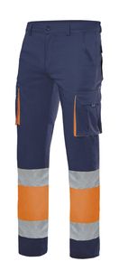 Velilla 303007 - HV 100% COTTON TROUSERS NAVY BLUE/HI-VIS ORANGE