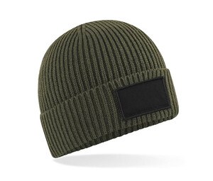 BEECHFIELD BF442R - Beanie with patch for decoration Military Green / Black
